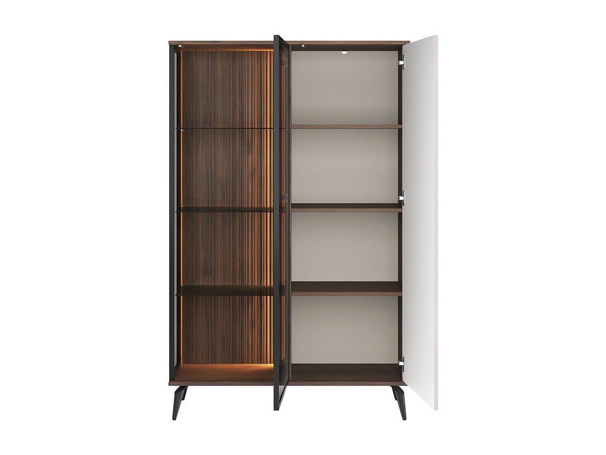 VITRINENSCHRANK - 103 cm x 39 cm - glas - naturfarben dunkel, beige Janeya - Beige/Naturfarben, Glas/Holz (103/162/39cm) - Vente-Unique