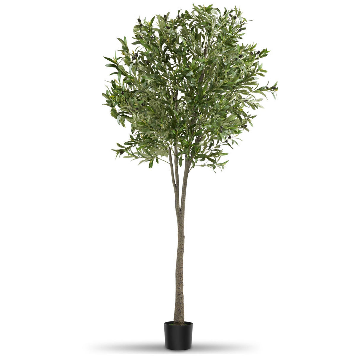 KÜNSTLICHER OLIVENBAUM Oleand, stabiler Kunststoff Blumentopf, grün - Grün, Kunststoff (210cm) - tectake