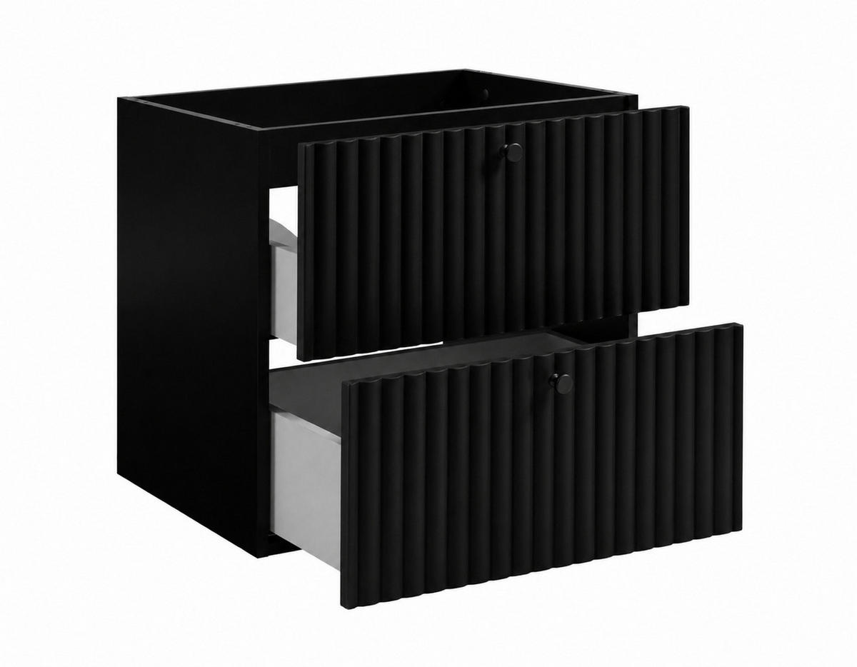 BADEZIMMERSCHRANK: Schwarz / Platte Craft-Eiche / Griffe Schwarz / Beine Schwarz, 60 x 44,4 x 73,6 cm - Schwarz, Holzwerkstoff (60/73.6/44.4cm) - 3XE LIVING