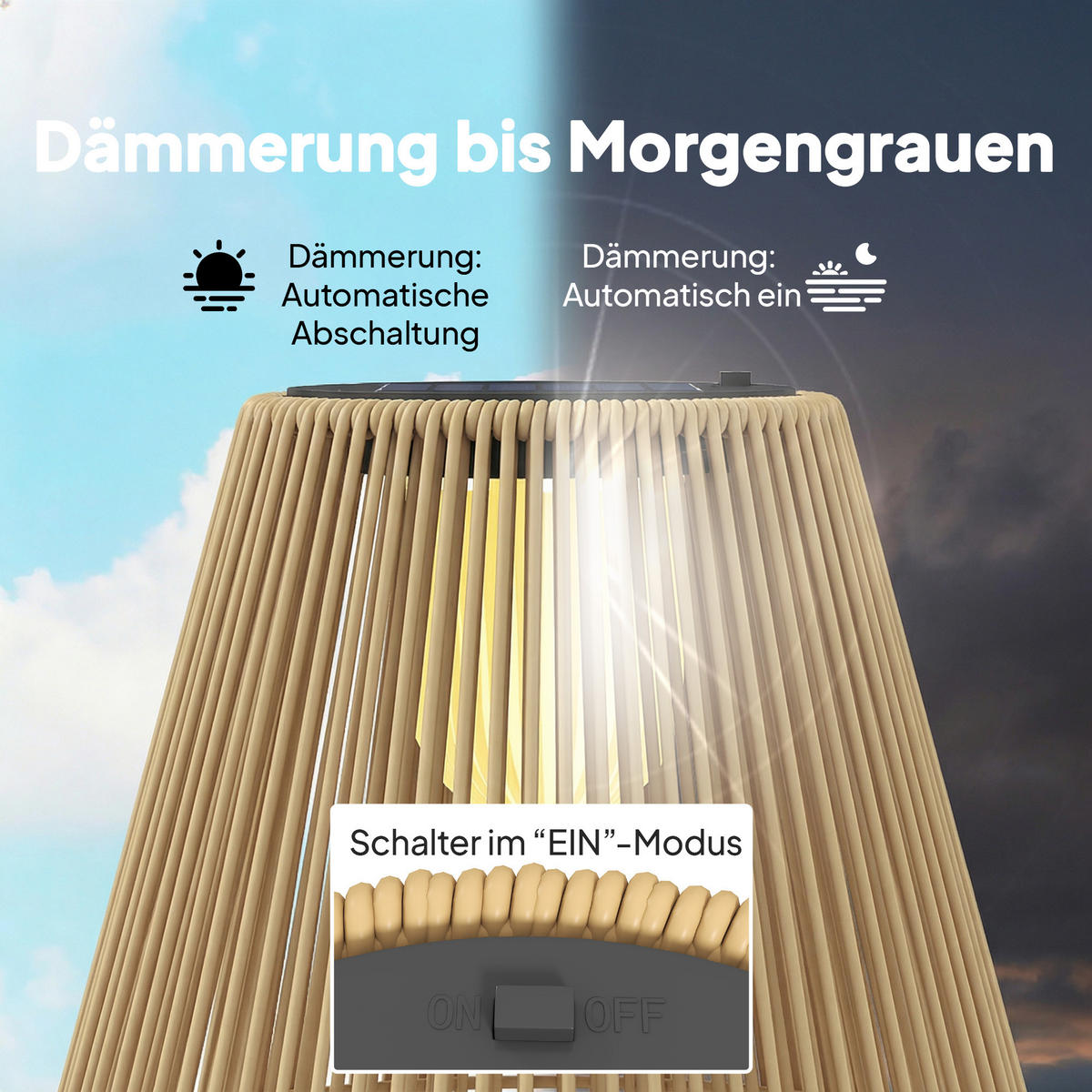 SOLARLEUCHTE Wasserdicht Stahl Gelb - Gelb, Kunststoff (35/35/55cm) - Outsunny