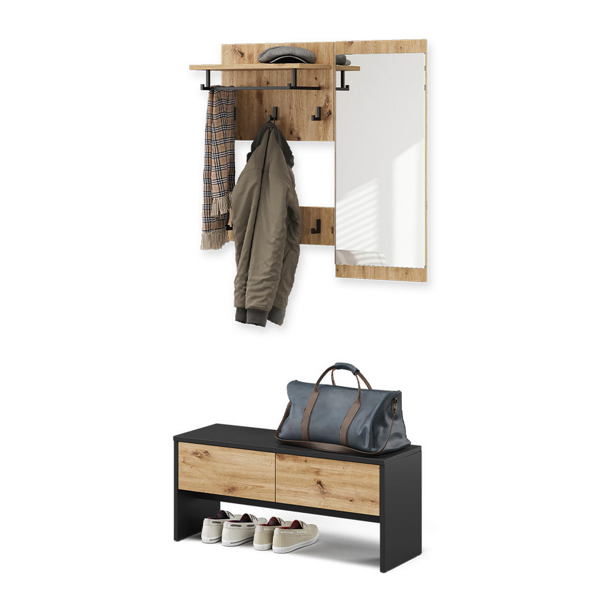 ŠATNÍ SKŘÍŇ Selena Antracit/Artisan - antracitová, kompozitní dřevo (90/40/30.1cm) - Vicco