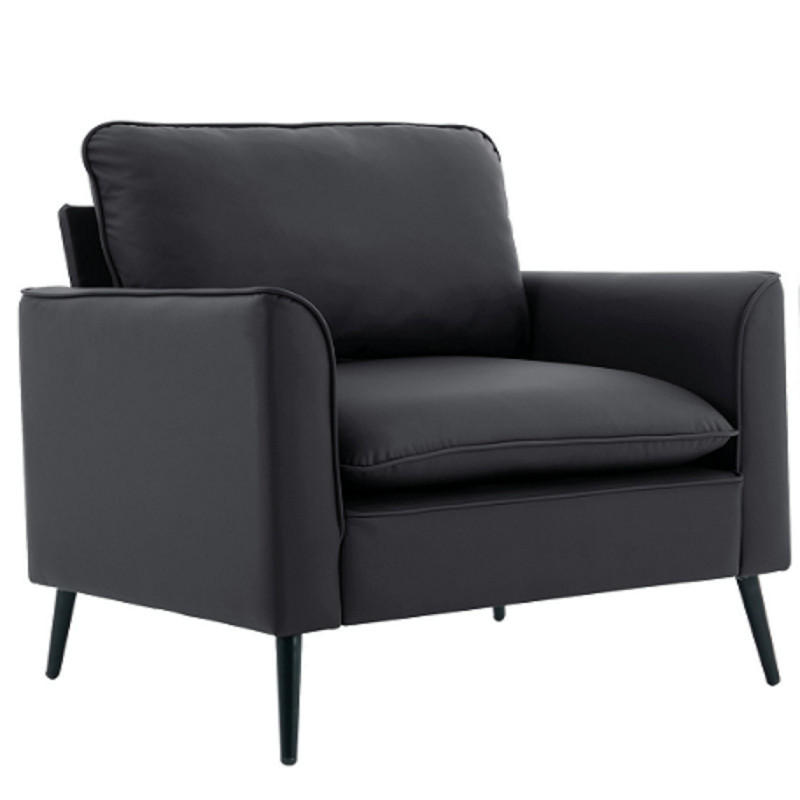SESSEL Kunstleder Schwarz mit kissen - Schwarz, Holzwerkstoff/Textil (80/80/68cm) - WISHDOR