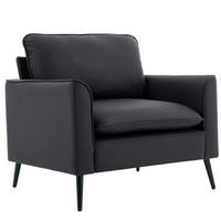 SESSEL Kunstleder Schwarz mit kissen - Schwarz, Holzwerkstoff/Textil (80/80/68cm) - WISHDOR