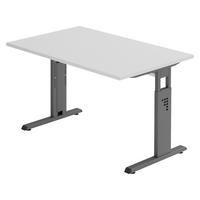 SCHREIBTISCH Serie-O 80/120/74 cm in Grau/Graphitfarben - Graphitfarben/Grau, Holzwerkstoff (80/120/74cm) - bümö