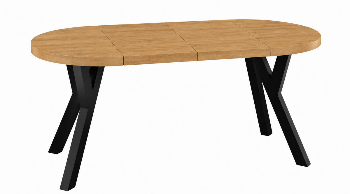 ESSTISCH ausziehbar rund 100-200 cm ATO Craft, Auszugstisch mit Einlegeplatte - Schwarz/Braun, Holzwerkstoff (100/100/77cm) - VENASI MÖBEL
