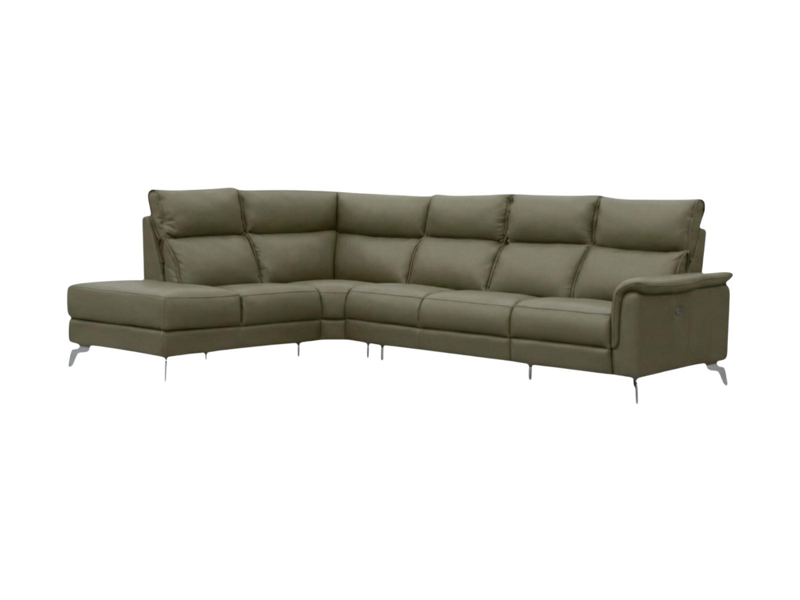 ECKSOFA Borea Echtleder Olivgrün - Olivgrün, Leder/Metall (220/310cm)