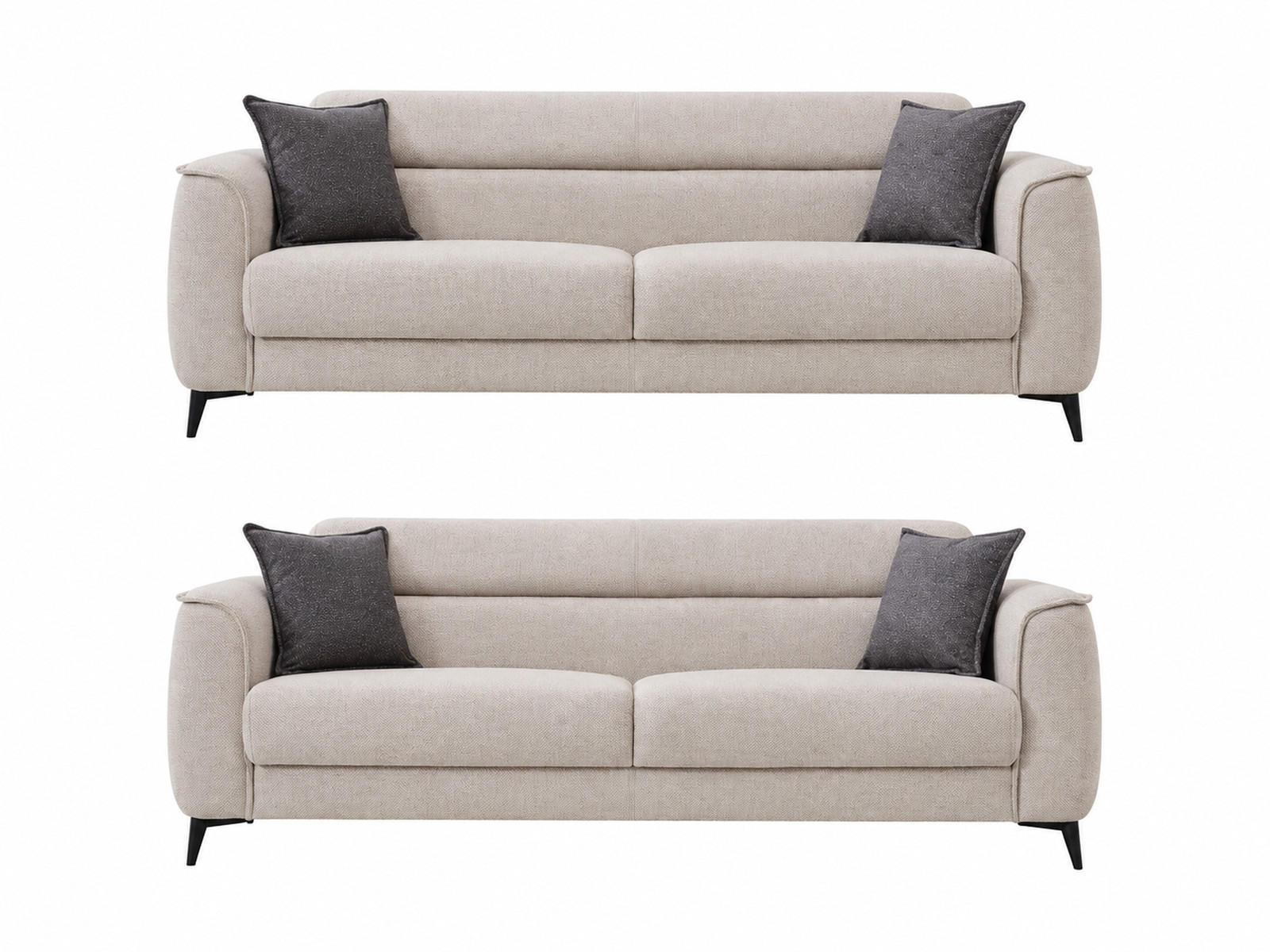 SITZGARNITUR Acapulco, Beige Stellvariante 3+3 - Beige, Holzwerkstoff/Kunststoff (237/87/98cm)