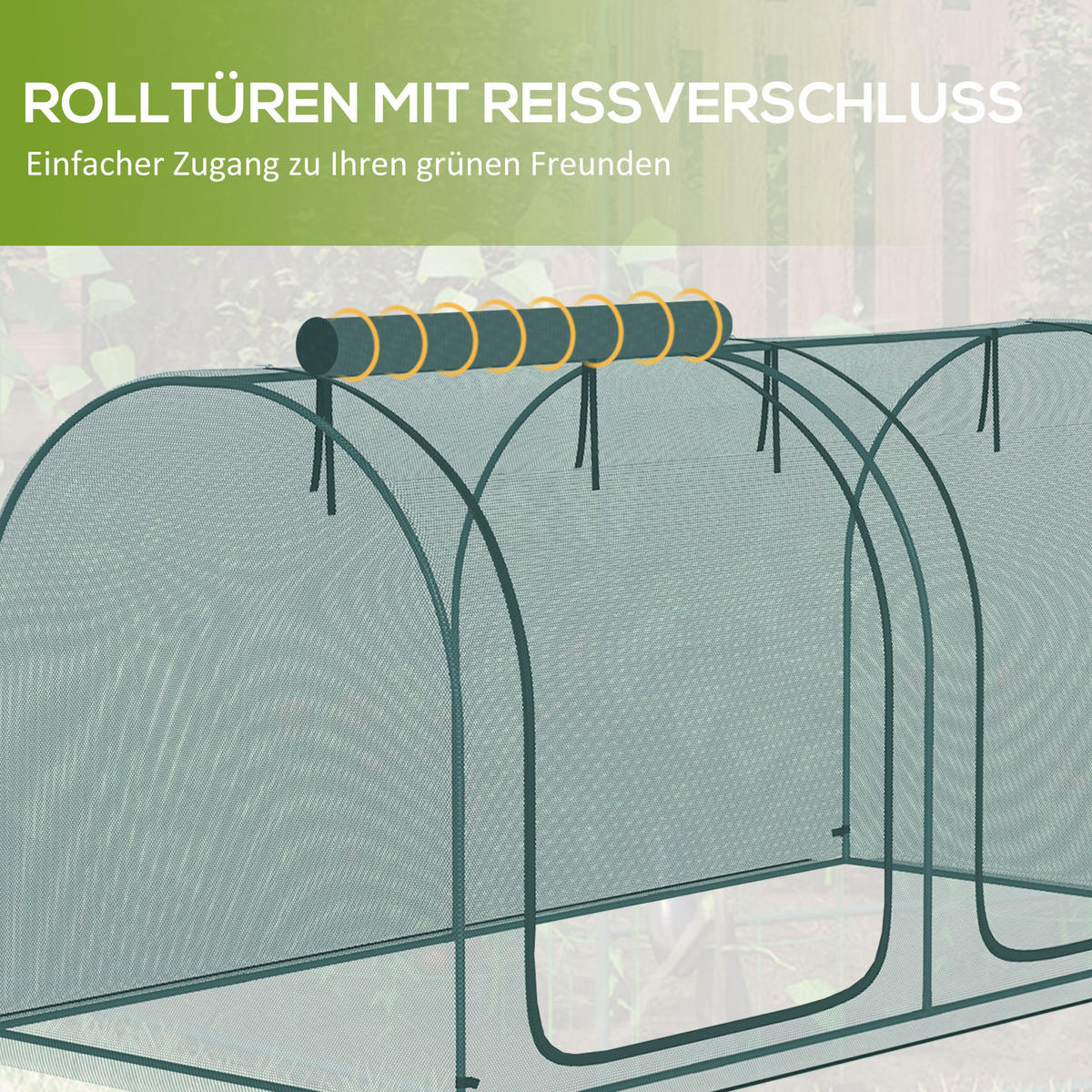 INSEKTENSCHUTZNETZ für Garten, Balkon, Dunkelgrün - Dunkelgrün, Metall (120/120/249cm) - Outsunny