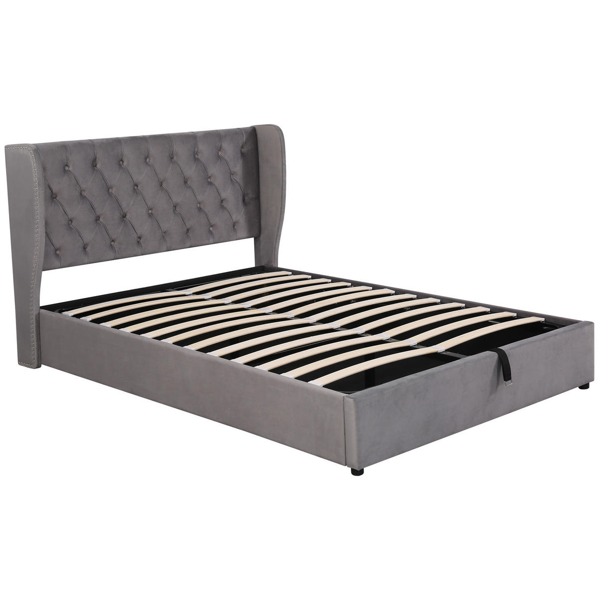 POLSTERBETT mit Bettkasten 140x200 cm Samt Grey - Grau, Metall (140/200cm) - Meubliv