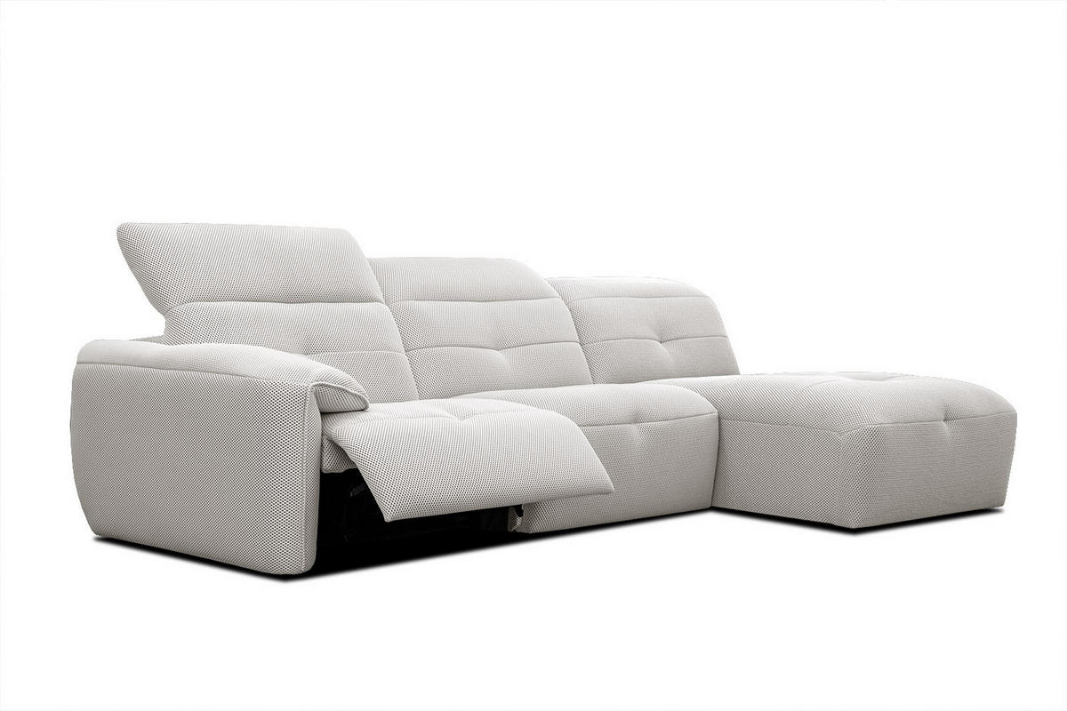 ECKSOFA TRENTO 4-Sitzer mit 1 Relaxfunktion, ecru - Ecru/Schwarz, Holzwerkstoff/Kunststoff (262/165cm) - Courtois Laville