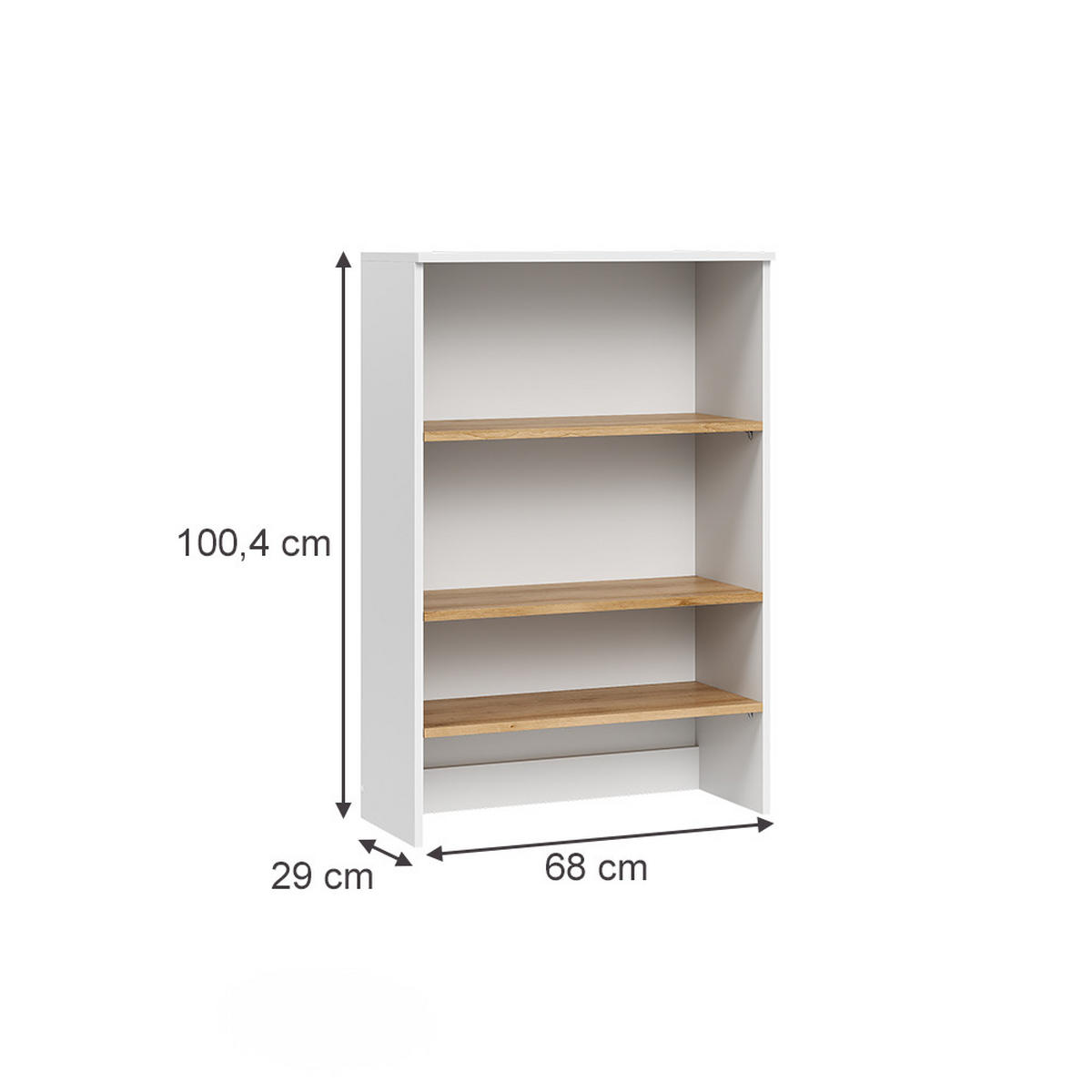BADSCHRANK Viktor Weiß/Artisan 68 x 100.4 cm mit offenen Regalen - Weiß, Holzwerkstoff (68/100.4/29cm) - Vicco