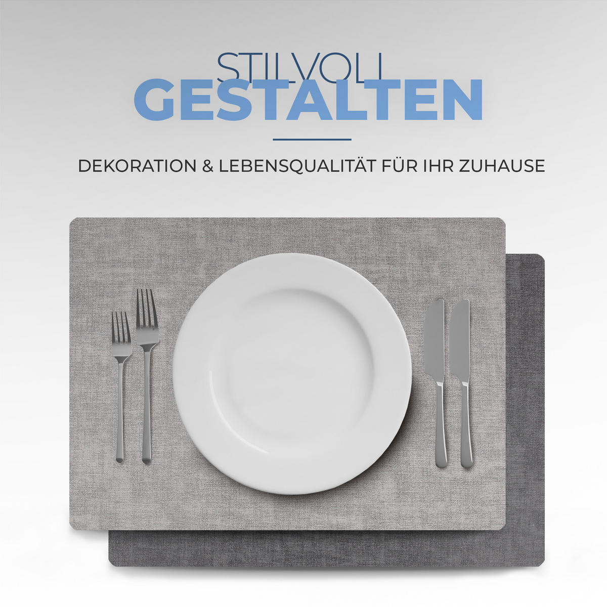 TISCHSET Struktur ( 6er Set ) abwischbares Lederimitat Platzdeckchen 46x33cm - Doppelseitiges ( Grau / Dunkelgrau ) Kunstleder Platzset - Grau, Kunststoff (33/46cm) - Bestlivings