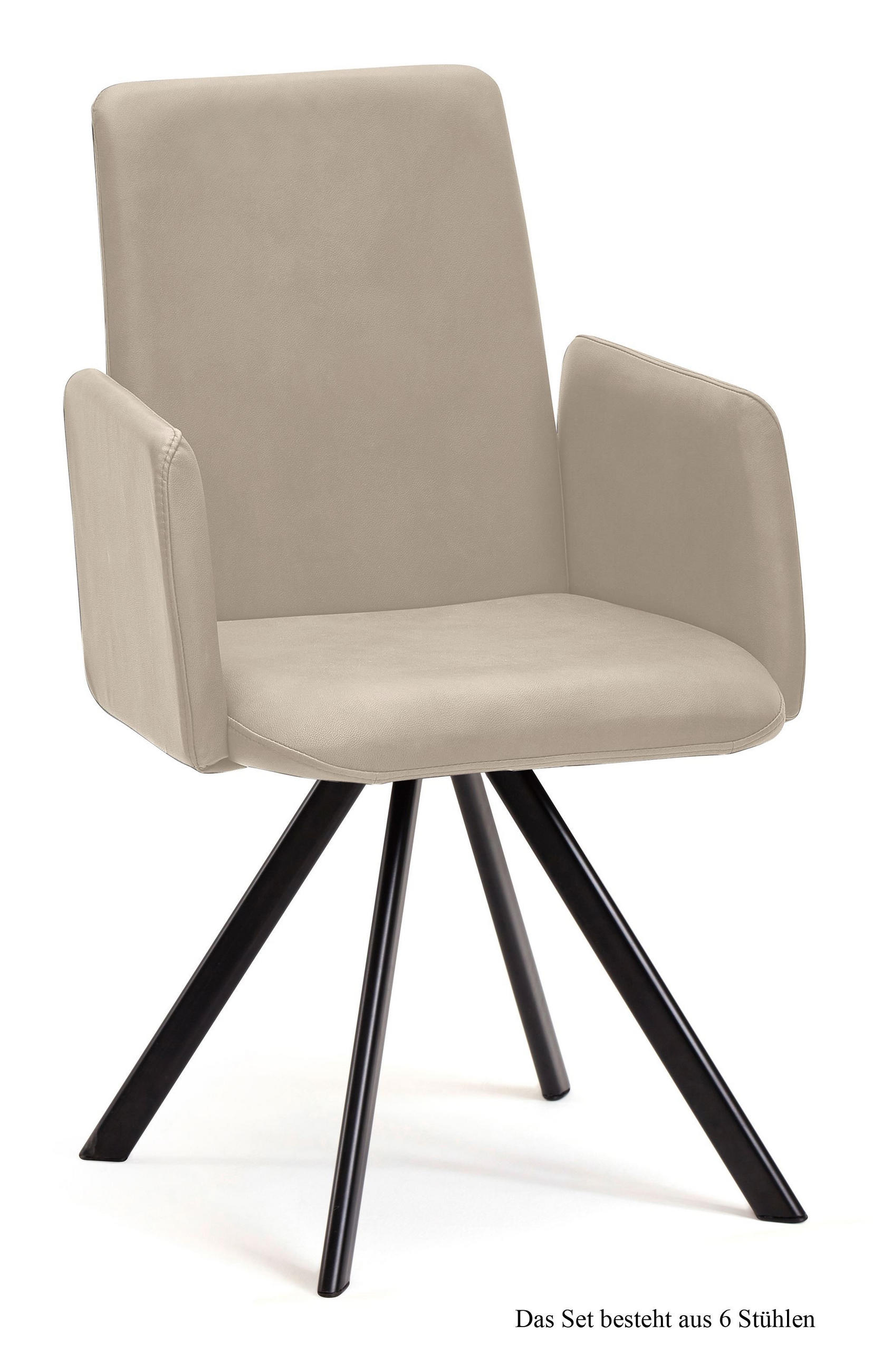 ARMLEHNSTUHL drehbar (6er-Set) Denys 52x92x60 Schwarz/Natur - Schwarz/Naturfarben, Kunststoff (60/92/52cm) - 58aufmkessel