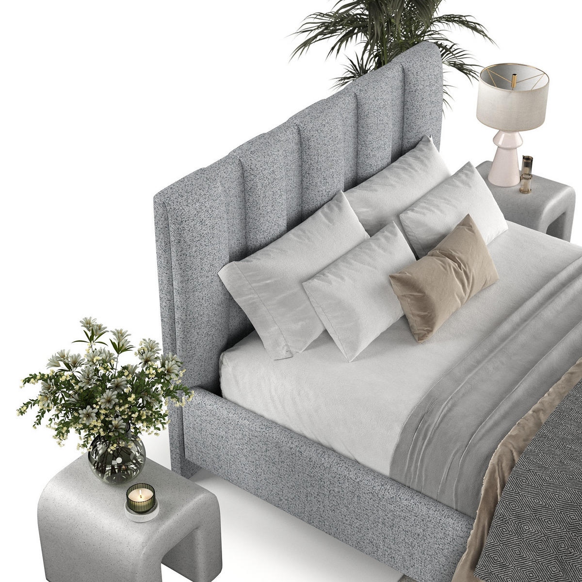 POLSTERBETT Loom 140/200 cm Grau im Riva Stoff - Naturfarben/Grau, Holz/Holzwerkstoff (140/200cm) - AltaBeds