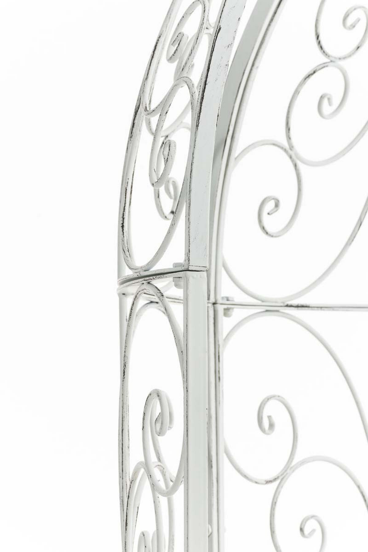 HALBPAVILLON mit Sitzbank Boston Metall Antik weiß Gartenbank - Weiß, Metall (120/178/58cm) - DELUKE