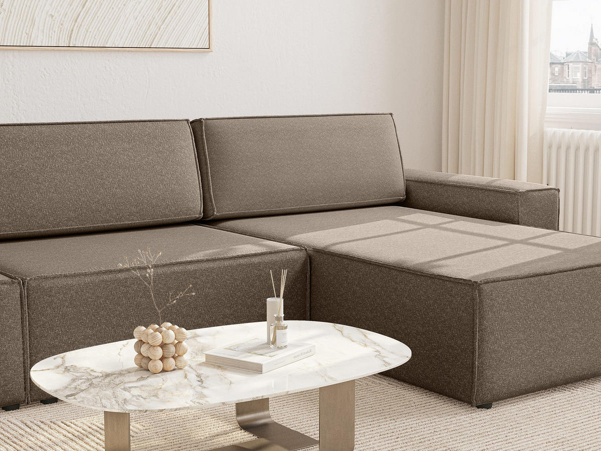 ECKSOFA Lummo Re mit Schlaffunktion, Braun - Braun, Textil (323/185cm) - Fedve