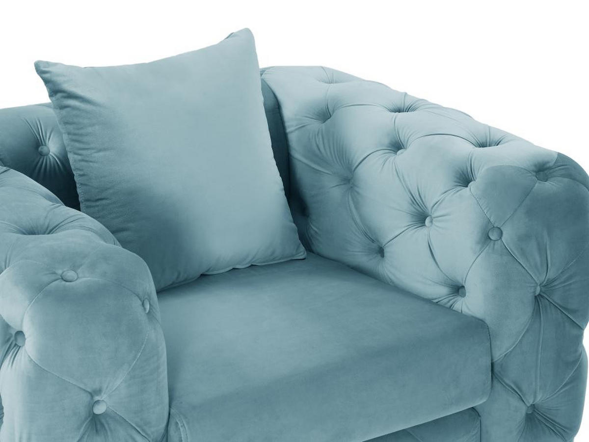 CHESTERFIELD-SESSEL - Samt - Pastellblau - EDWINA - Hellblau, Textil (91/76/106cm) - Vente-Unique