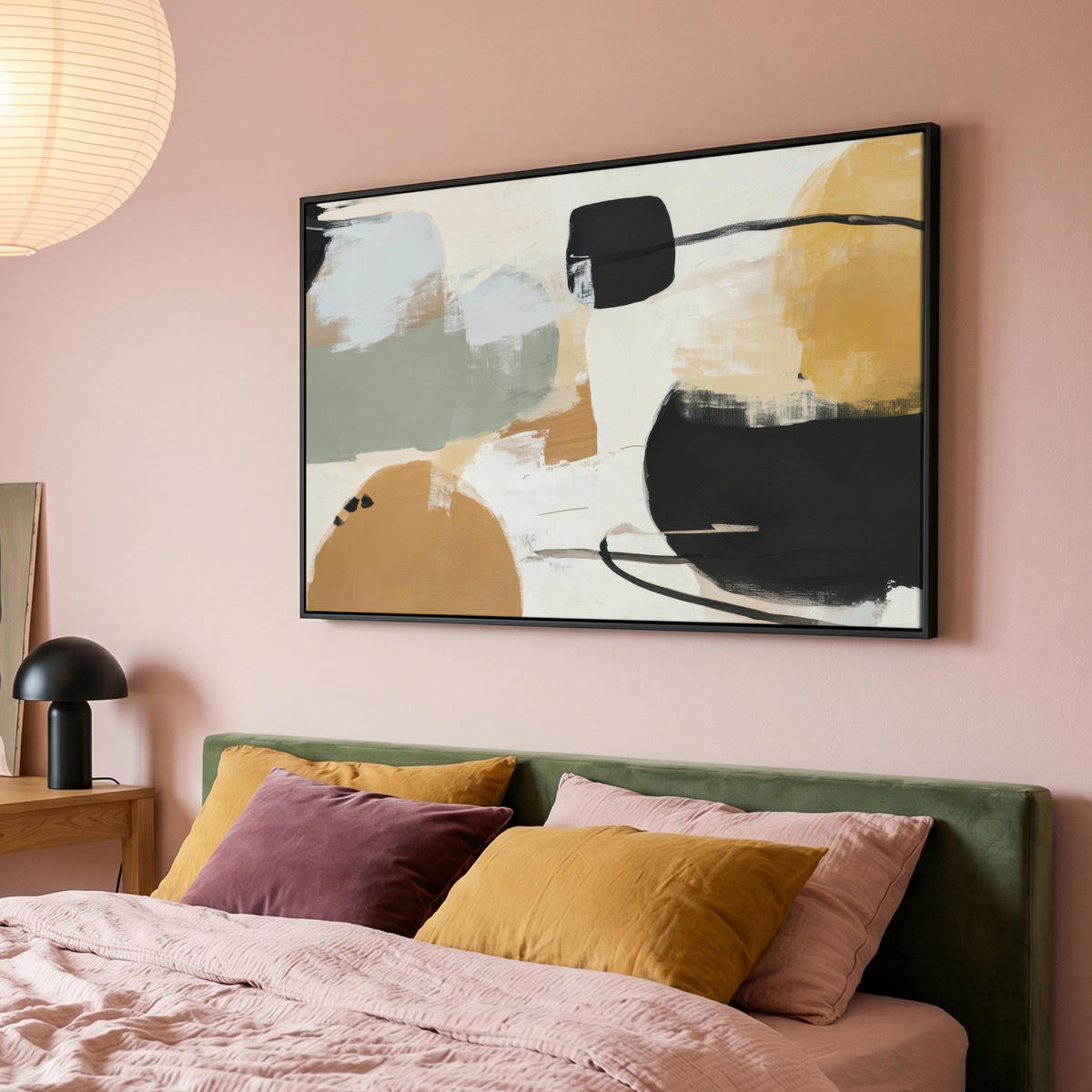 LEINWAND Bilder mit Rahmen - Farbe - Abstrakt - Farben - 150x100 - Currygelb, Textil (150/100cm) - MuchoWow