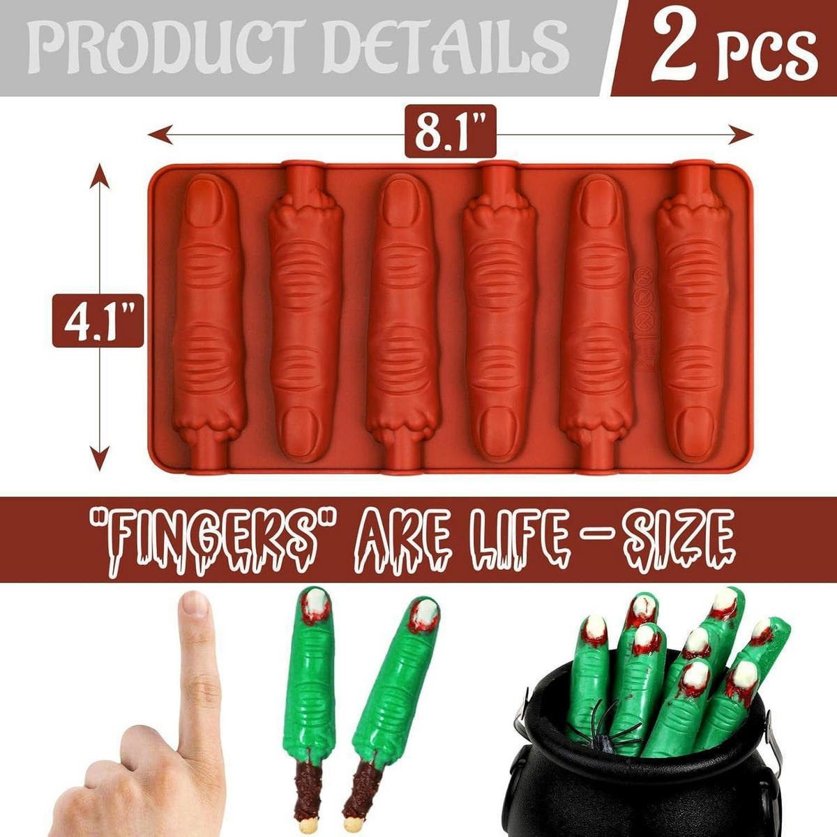 BACKFORM Finger 2-teiliges Set Silikon Halloween - Transparent, Kunststoff