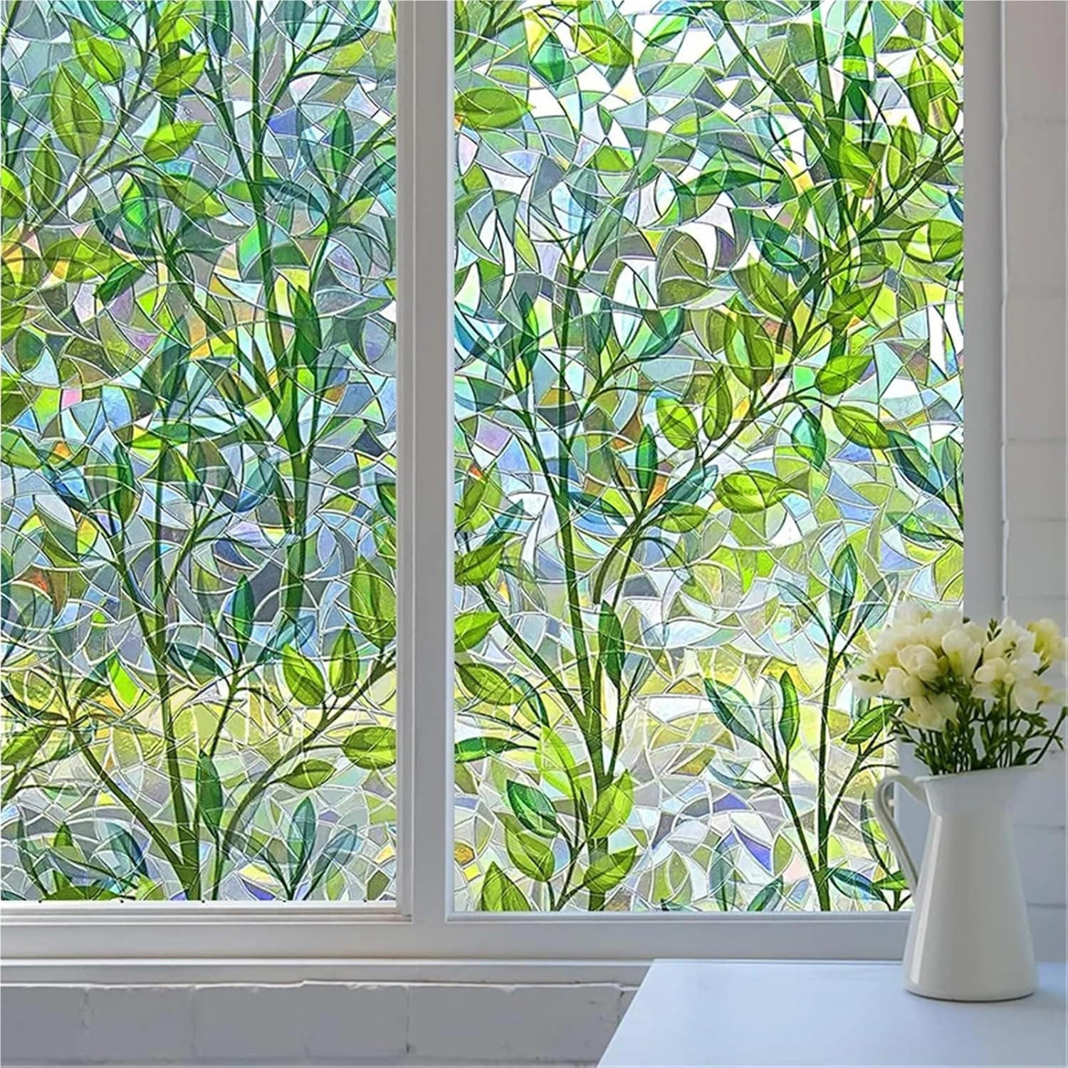 VORHÄNGE – Blattmuster – statisch haftend – 40 x 300 cm - Grün, Kunststoff/Textil (40/300cm)
