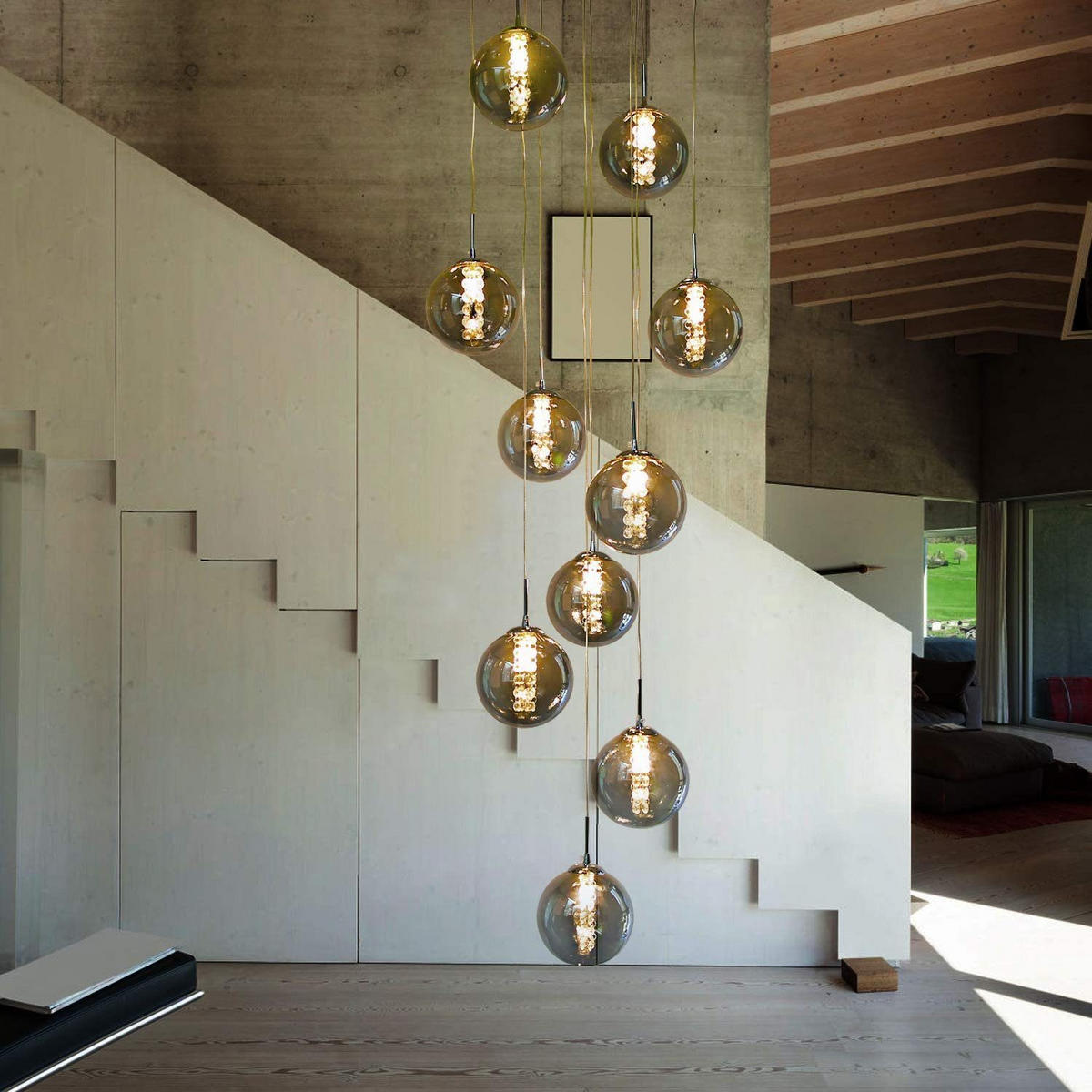 LED-HÄNGELEUCHTE Strahlvos 3.5/240/41 cm - Grau, Glas (41/3.5/240cm) - ZMH
