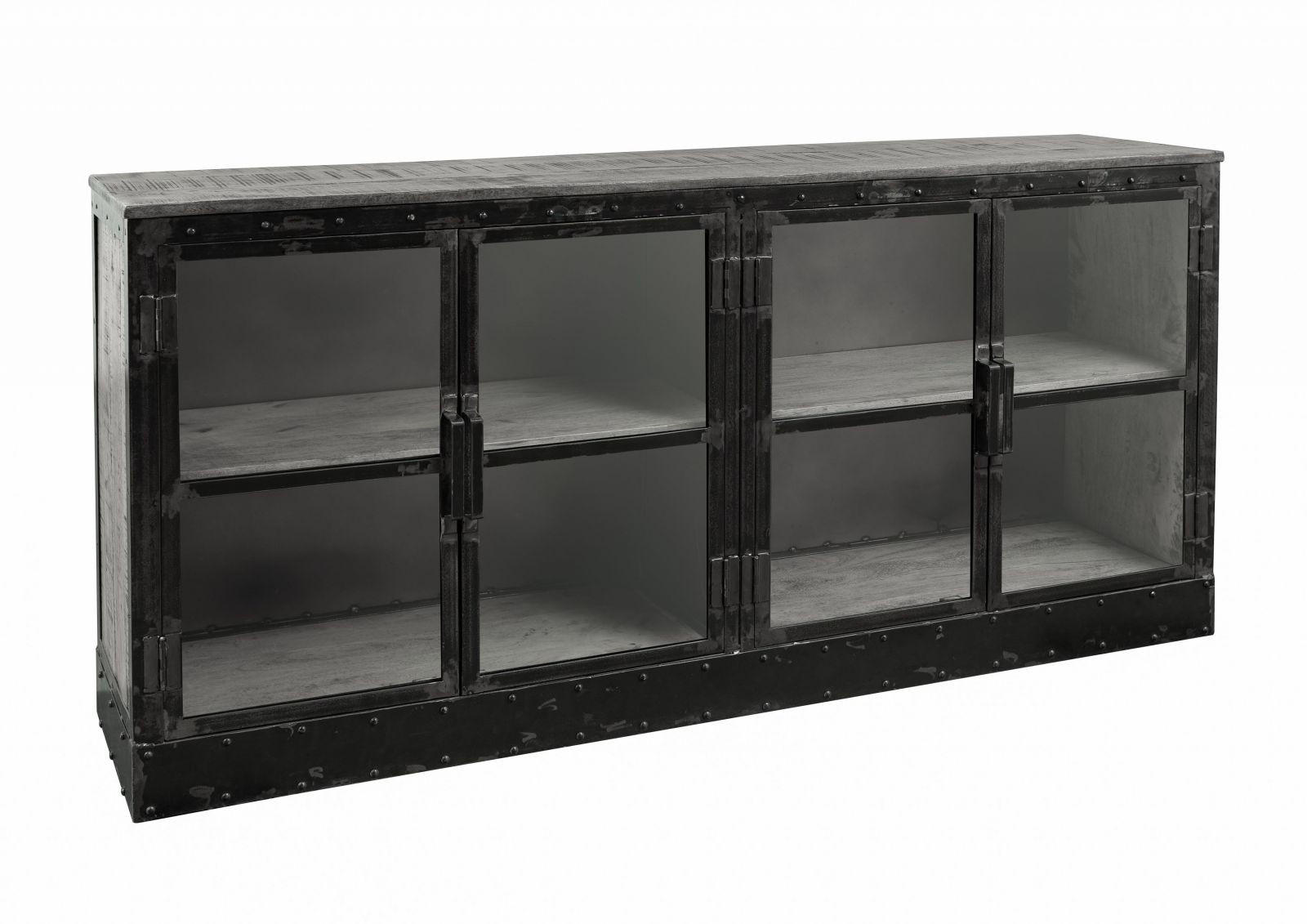 SIDEBOARD Mango 180x40x90 grau lackiert HEAVY INDUSTRY #152 - Grau, Holz (180/90/40cm) - Massivmoebel24