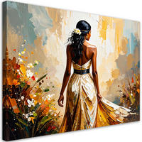 LEINWANDBILD Abstraktion Modische Frau im Kleid 120x80cm - Beige, Textil (120/80cm) - Feeby