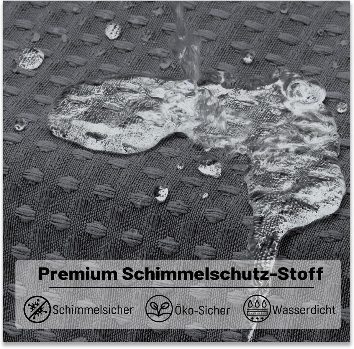DUSCHVORHANG – 180 x 180 cm (inkl. 12 Kunststoffhaken) – Grau - Dunkelgrau, Textil (180/180cm)