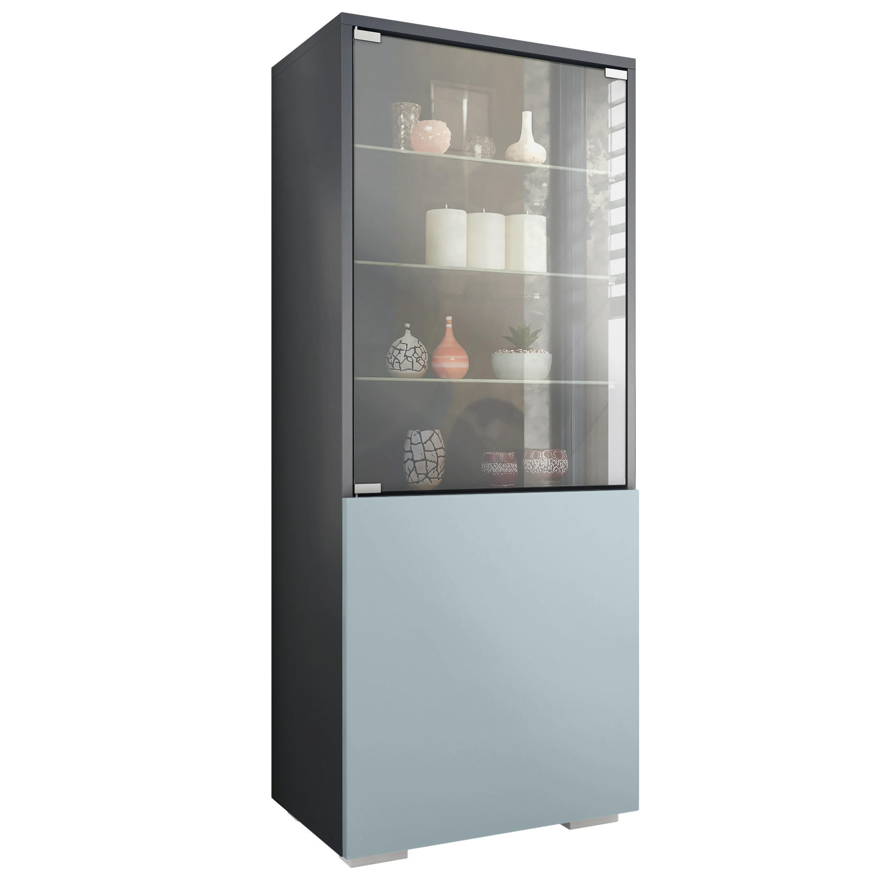 VITRINE Granada Denim matt - Pastellblau, Holzwerkstoff (50/122.5/34.5cm) - Vladon