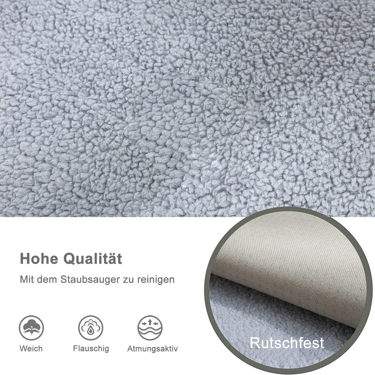 SOFADECKE Samt Verschiedene Größen, Weich & Rutschfest (1 Stück) - Hellgrau, Textil (70/150cm) - Kaket