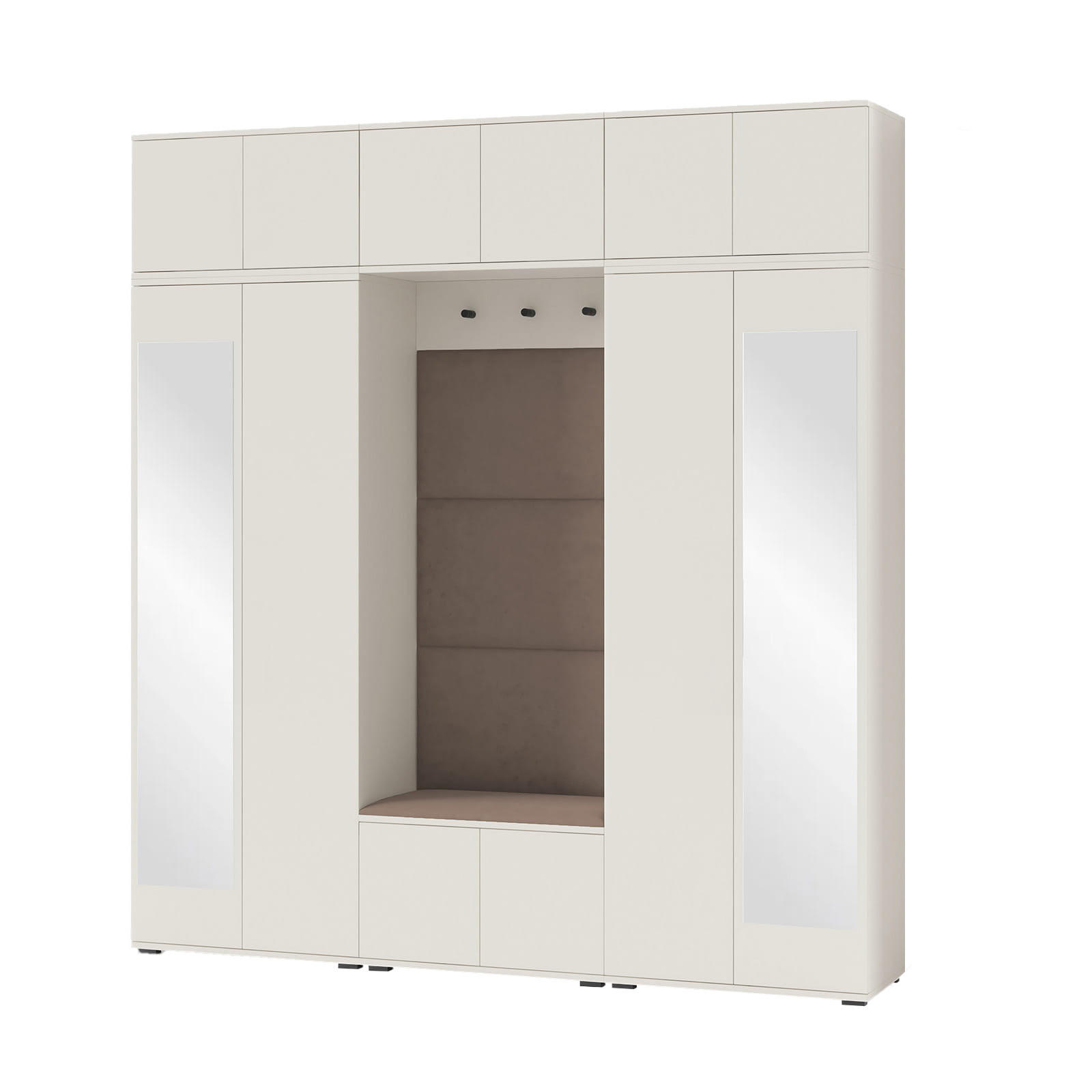 GARDEROBE Napoli 2 Kleiderschrank mit Polsterpaneelen Braun - Beige/Braun, Holzwerkstoff (210/229/40cm) - Jerpax