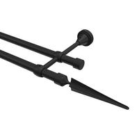 GARDINENSTANGE Primus Lorenzo 320 cm (geteilt in 2 x 160 cm), 2-läufig (ohne Ringe), 16 mm Ø Schwarz - Schwarz, Metall (320cm) - INTERDECO