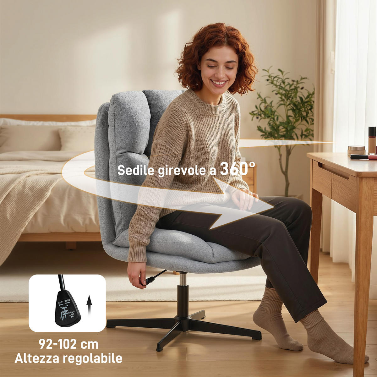 DREHSTUHL Grau 1 Stück - Grau, Textil (63/102/75cm) - GiPP