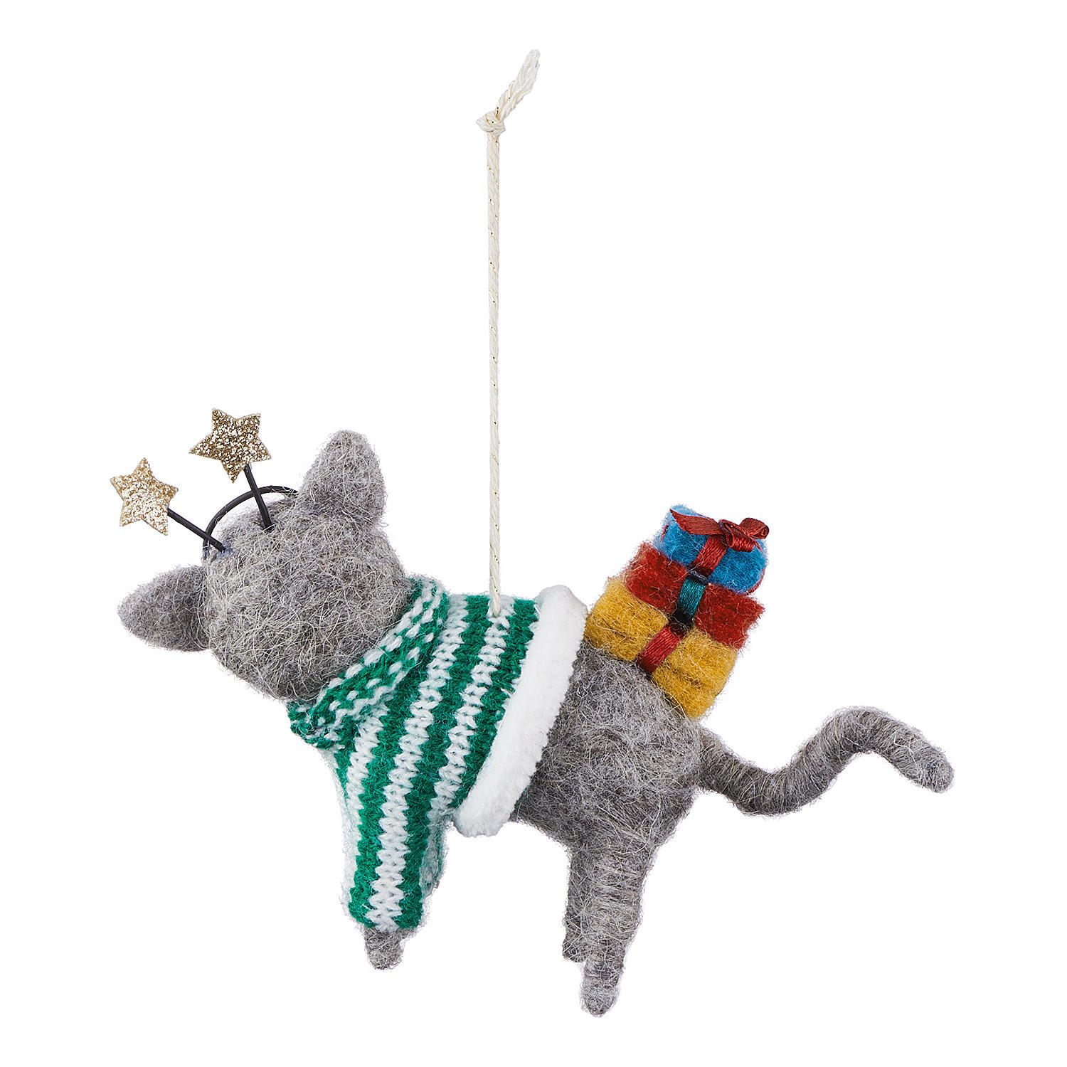 BAUMANHÄNGER Hang On Katze mit Geschenk - Grau, Textil (5/10/11cm) - Butlers