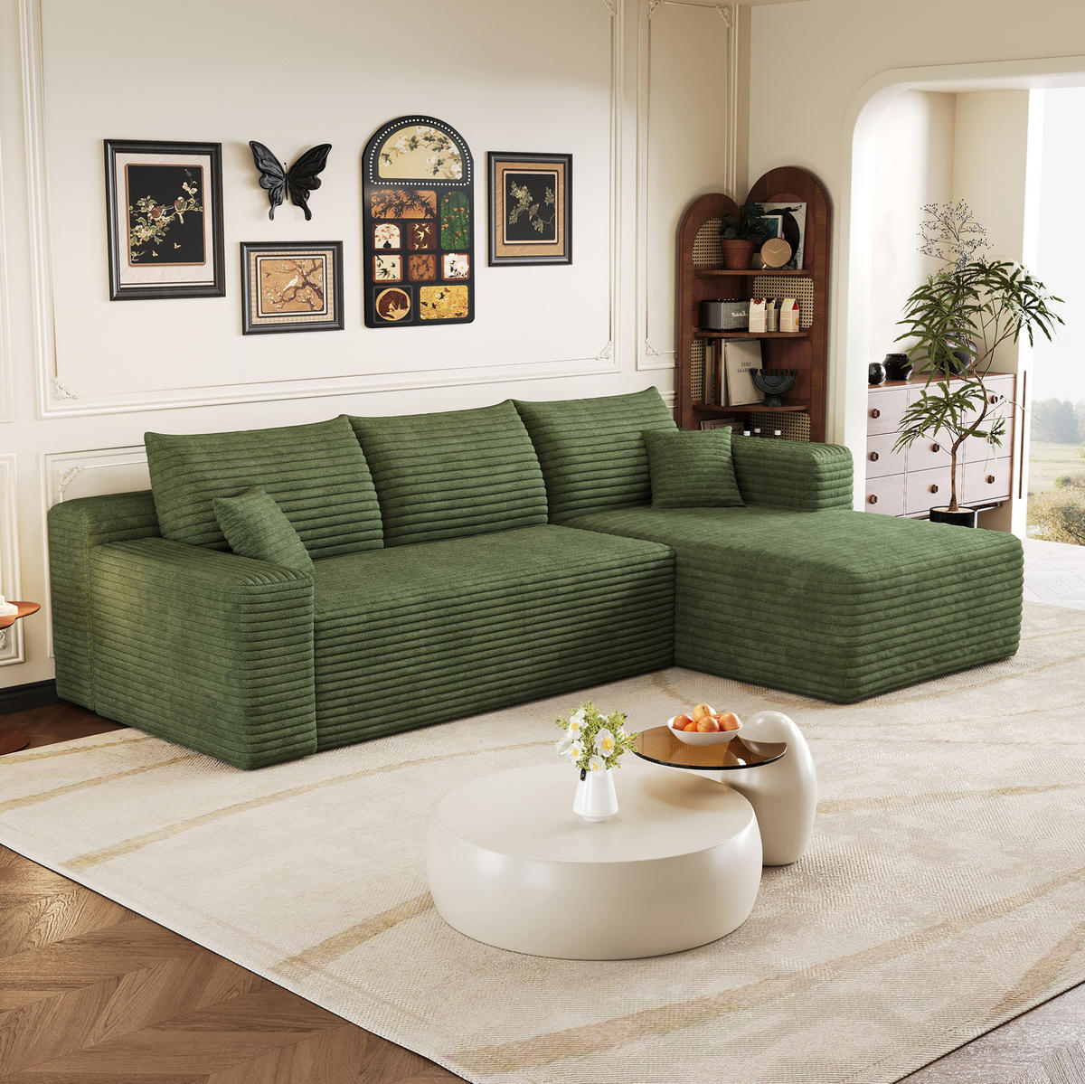ECKSOFA 241/151/58 cm grün aus Stoff ohne Montage - Grün, Textil (151/241cm) - OKWISH