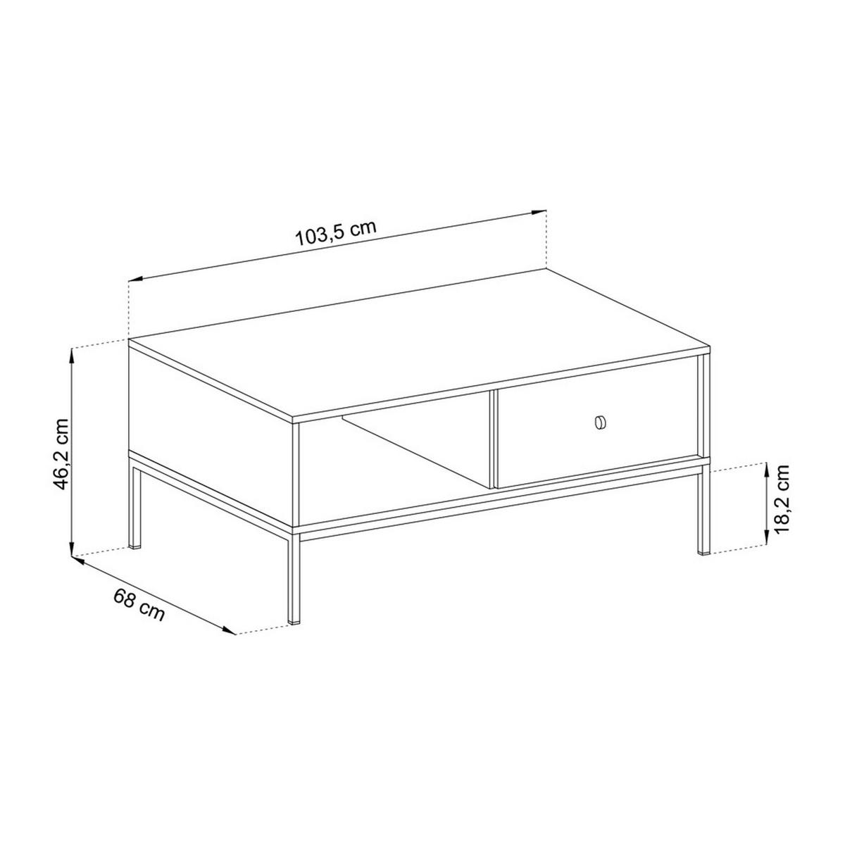 COUCHTISCH Monne Beige 68 x 104 cm - Beige/Schwarz, Holzwerkstoff/Metall (68/104/46cm) - Selsey