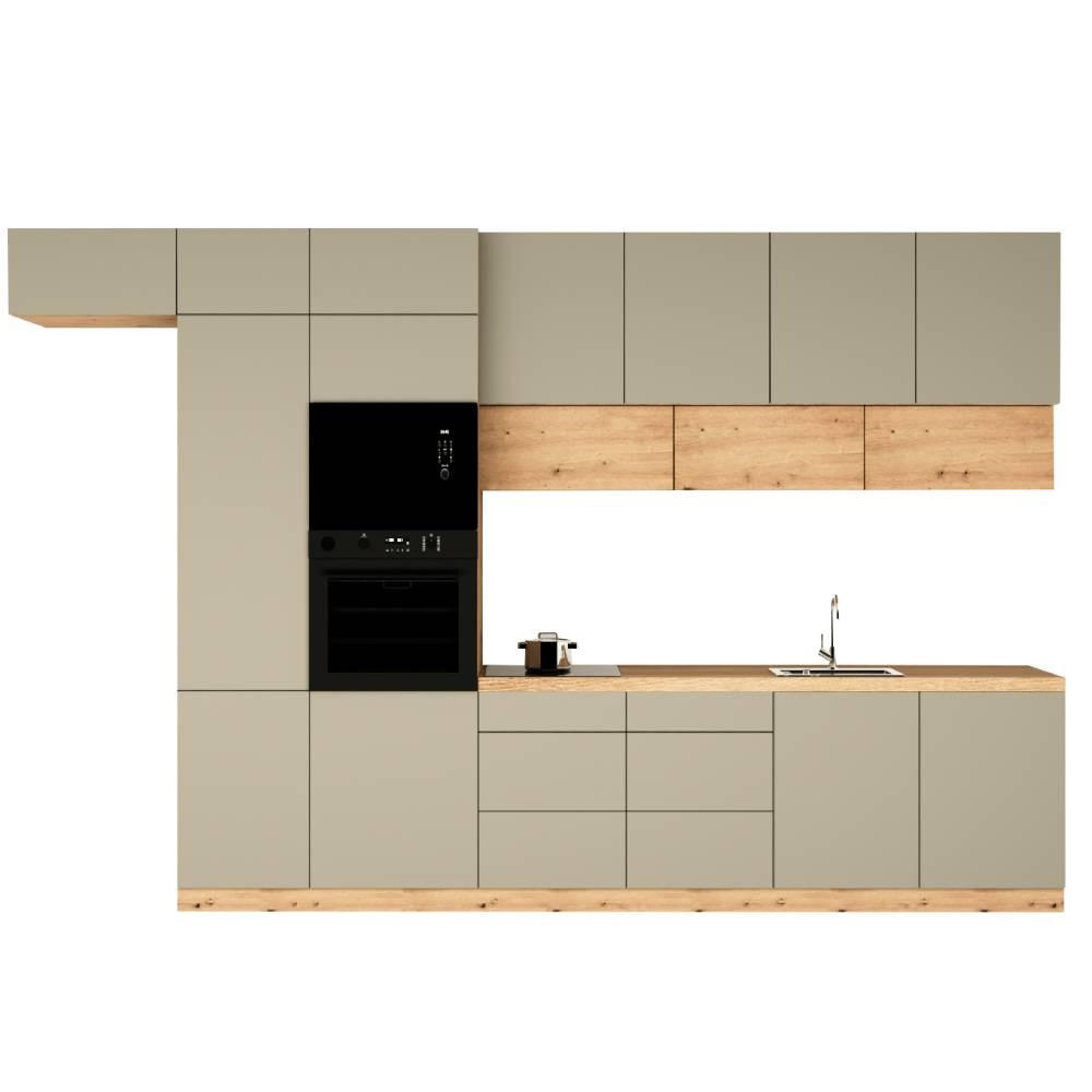 KÜCHENZEILE 400 cm - Langen KL4-M400 in Beige / Artisan Eiche - Beige/Eiche Artisan, Holz (400/248/58cm)