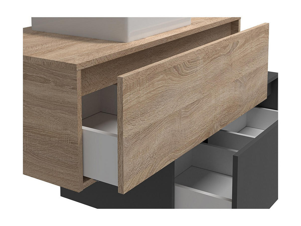 EINZELWASCHTISCH - 94cm x 47cm - Holzspan - anthrazitgrau, naturfarben hell - TEANA - Anthrazit, Holz (94/32/47cm) - Vente-Unique