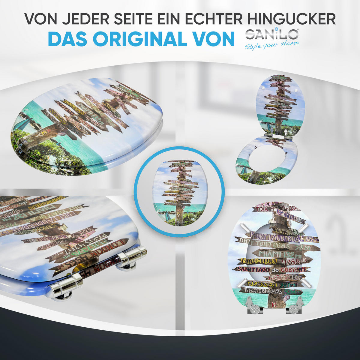 WC-SITZ mit Absenkautomatik Key West - Türkis, Holzwerkstoff (38/6/47cm) - Sanilo