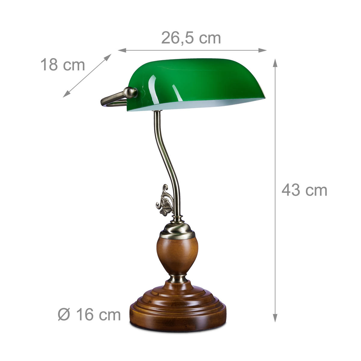 BANKERLAMPE - Multicolor, Glas/Holz (18/26.5/43cm) - Relaxdays