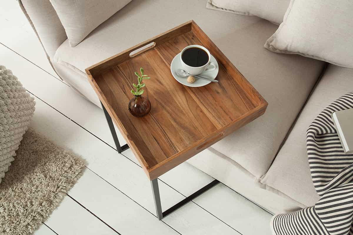 BEISTELLTISCH CIANO Akazie Schwarz 40cm - Schwarz/Braun, Holz/Metall (40/40/58cm) - riess-ambiente