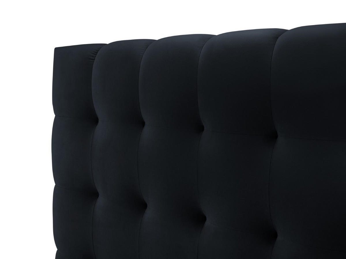BETT mit Bettkasten und Doppelkopfteil Mamaia aus Samt dunkelblau 140x200cm - Dunkelblau, Textil (140/200cm) - Micadoni