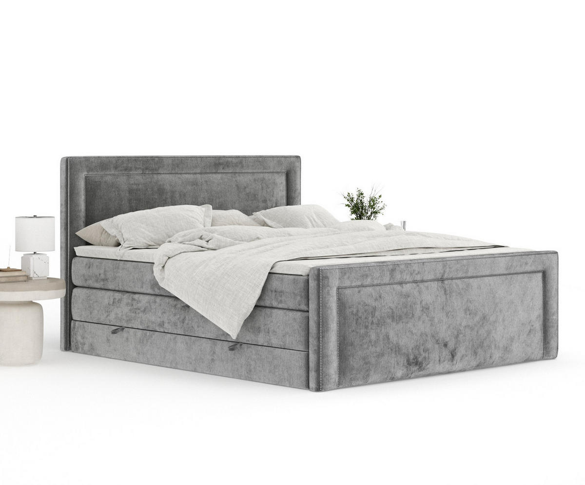 BOXSPRINGBETT Luxora Grau 160/200 cm - Schwarz/Grau, Holz/Holzwerkstoff (160/200cm) - Maison de Reve