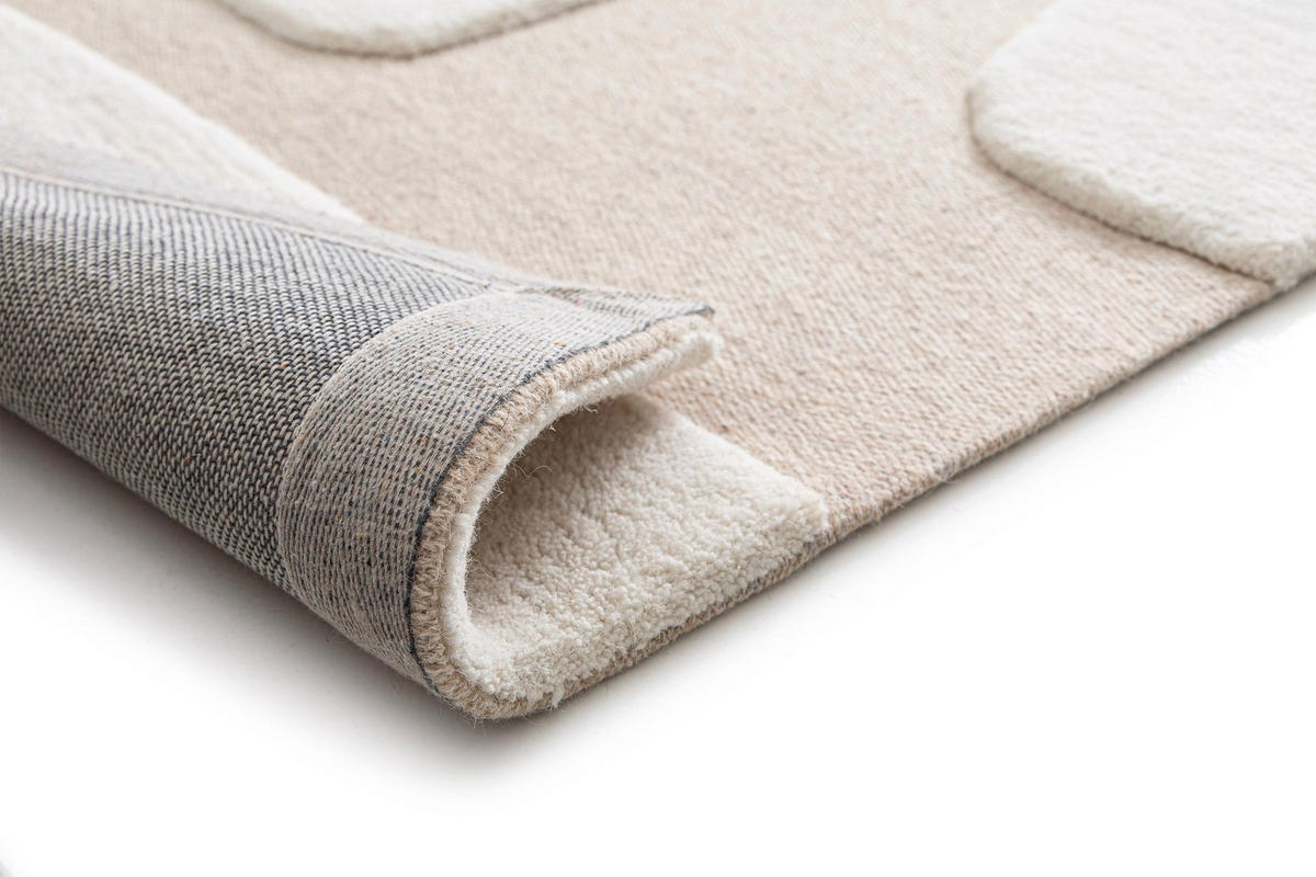 TEPPICH aus Wolle mit geometrischem Relief beige - Beige, Naturmaterialien (160/230cm) - AFK Living