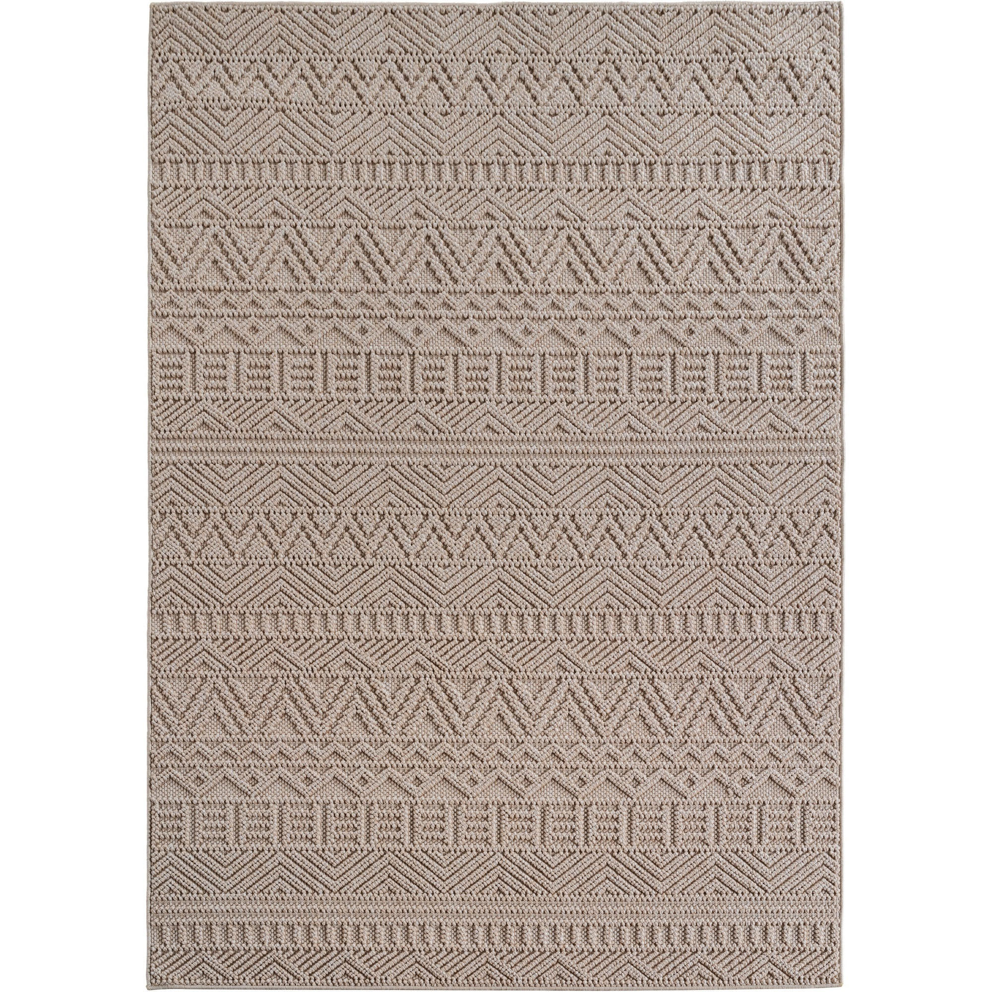 TEPPICH Flachgewebe LANGAU in Beige, mit Ethno-Streifen, 200 x 290 cm - Beige, Textil (200/290cm) - KADIMA DESIGN
