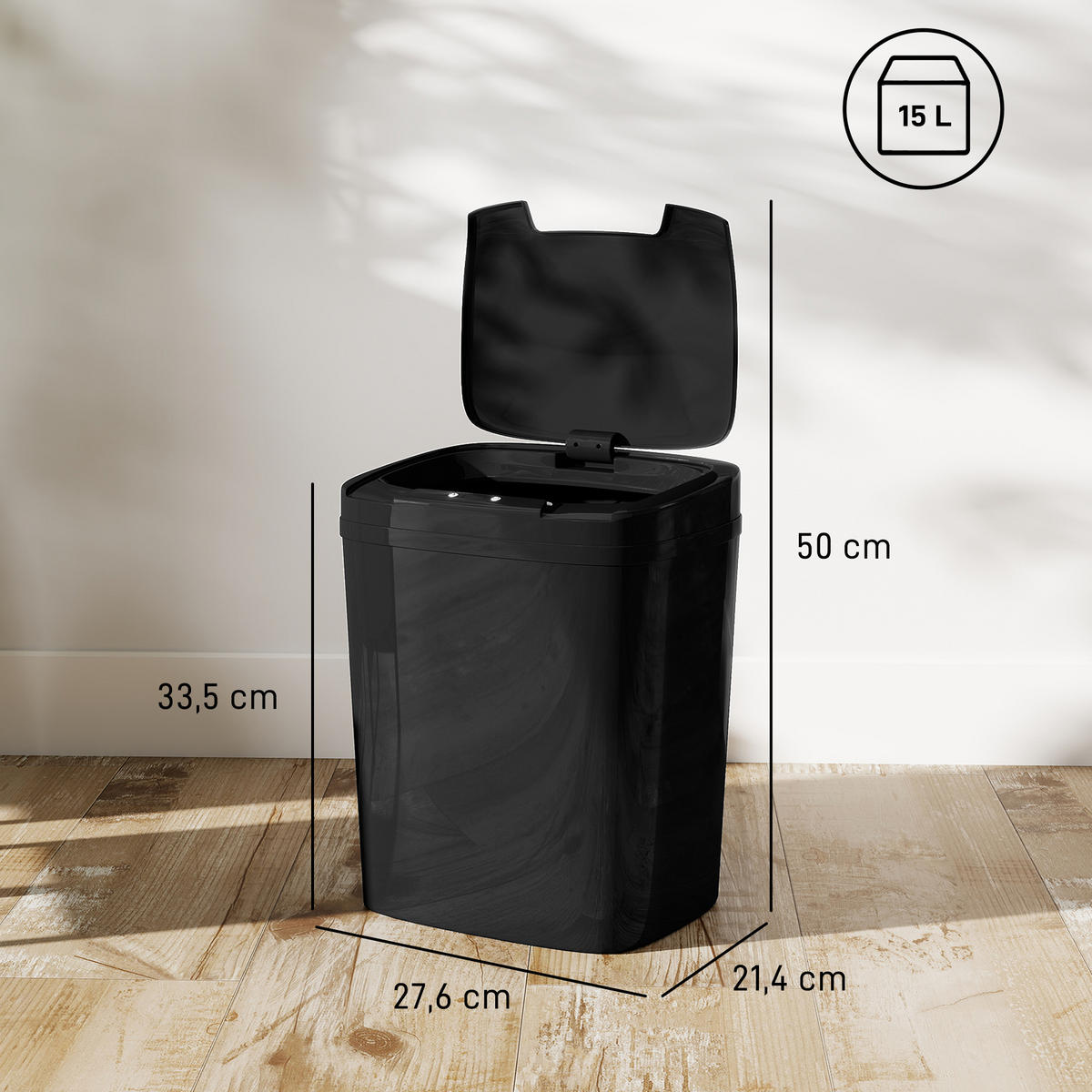 ABFALLEIMER Schwarz 1 Stück - Schwarz, Kunststoff (21.4/33.5/27.6cm) - GiPP