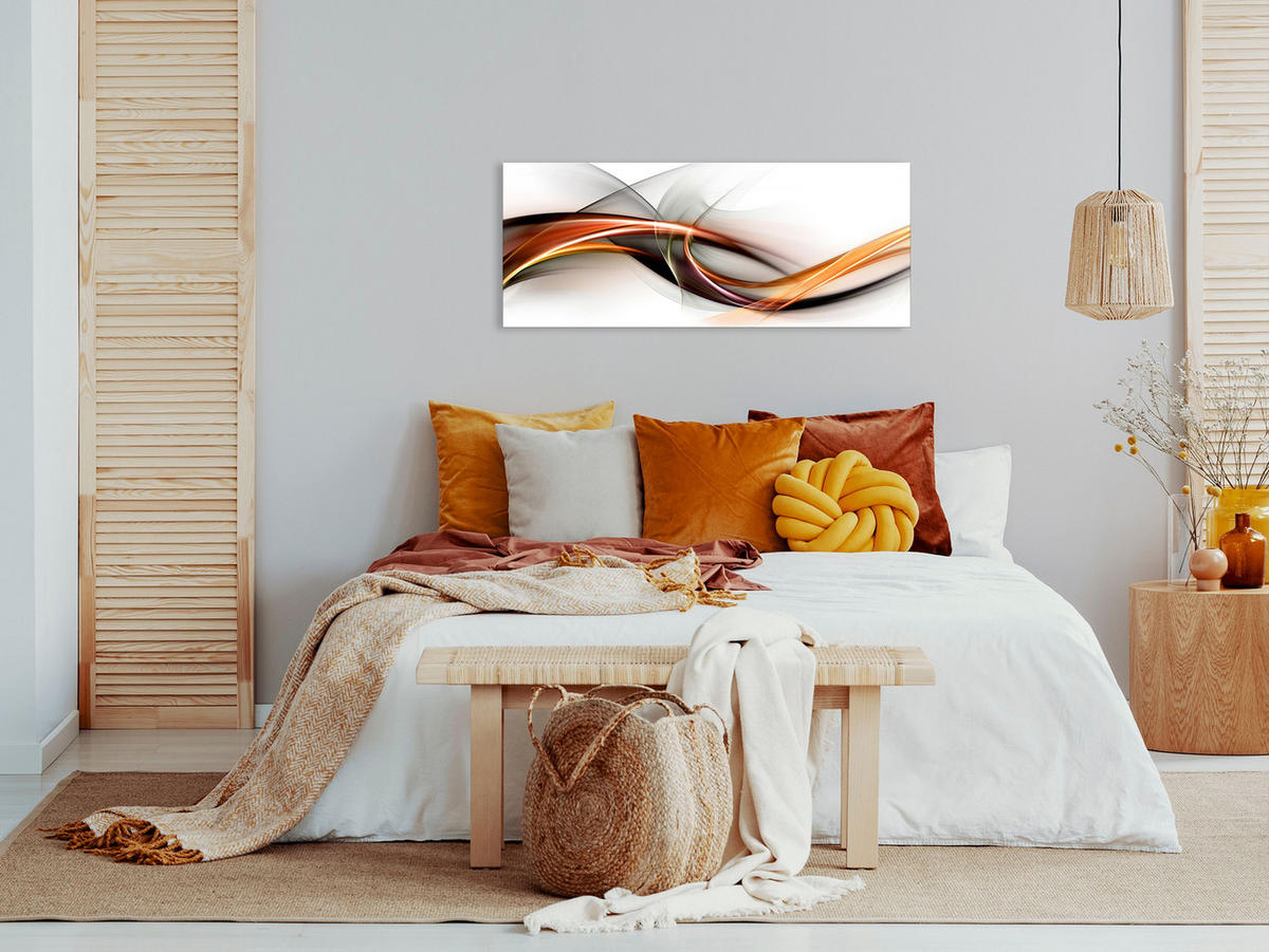 GLASBILD 125x50 cm abstrakt orange schwarz - Orange, Glas (125/50cm) - artissimo