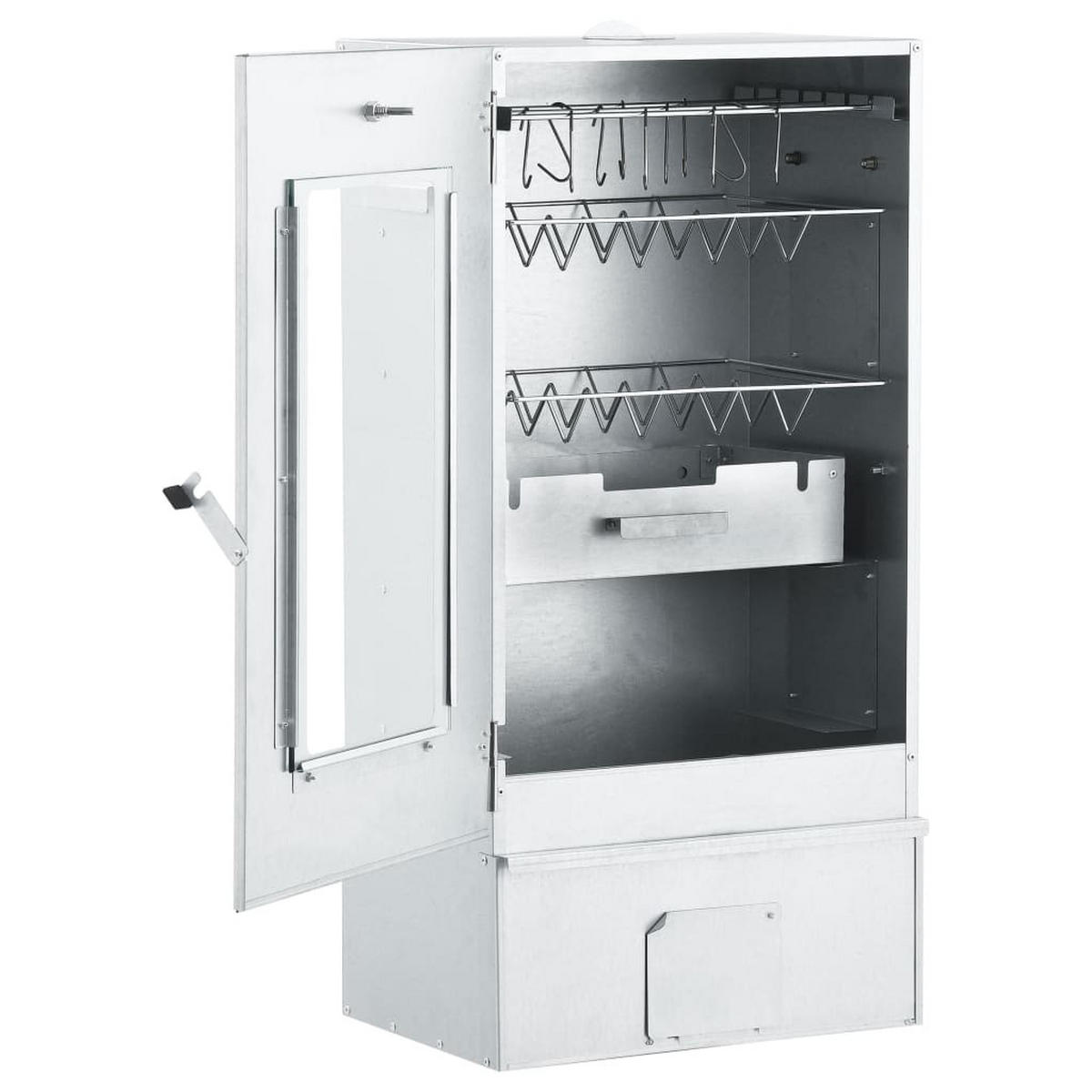 RÄUCHEROFEN Mit Kaltrauchgenerator Verzinkter Stahl - Silberfarben, Metall (44.5/83/29cm) - vidaXL