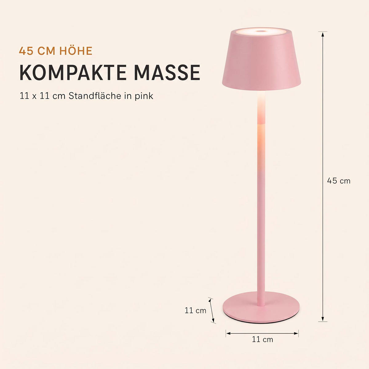 LED-TISCHLAMPE 3 in 1 Pink max. 45cm hoch - Pink, Kunststoff (11/11/45cm) - Northpoint