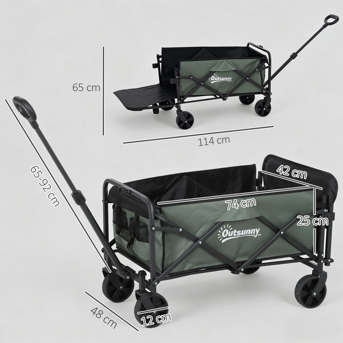 GARTENWAGEN DE-10465 klappbar, 72 L, 90 kg Grün - Grün, Metall (48/92/76cm) - ComfortXL